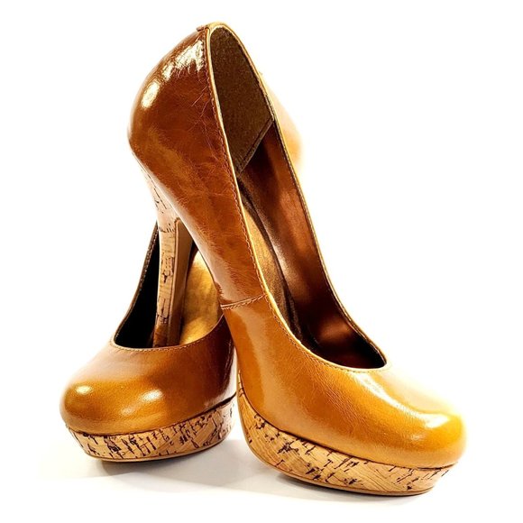 Restricted 4 3/4 Inch Stiletto Pumps Whiskey Color Size 6 Leather Upper with Cor - Picture 1 of 9